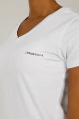 Lumberjack Ct126 Basıc V Neck T-shır Beyaz Kadın T-shirt CT126 BASIC V NECK T-SHIR